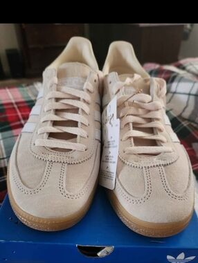 adidas Women's Beige Suede Sneakers with Gum Outsole